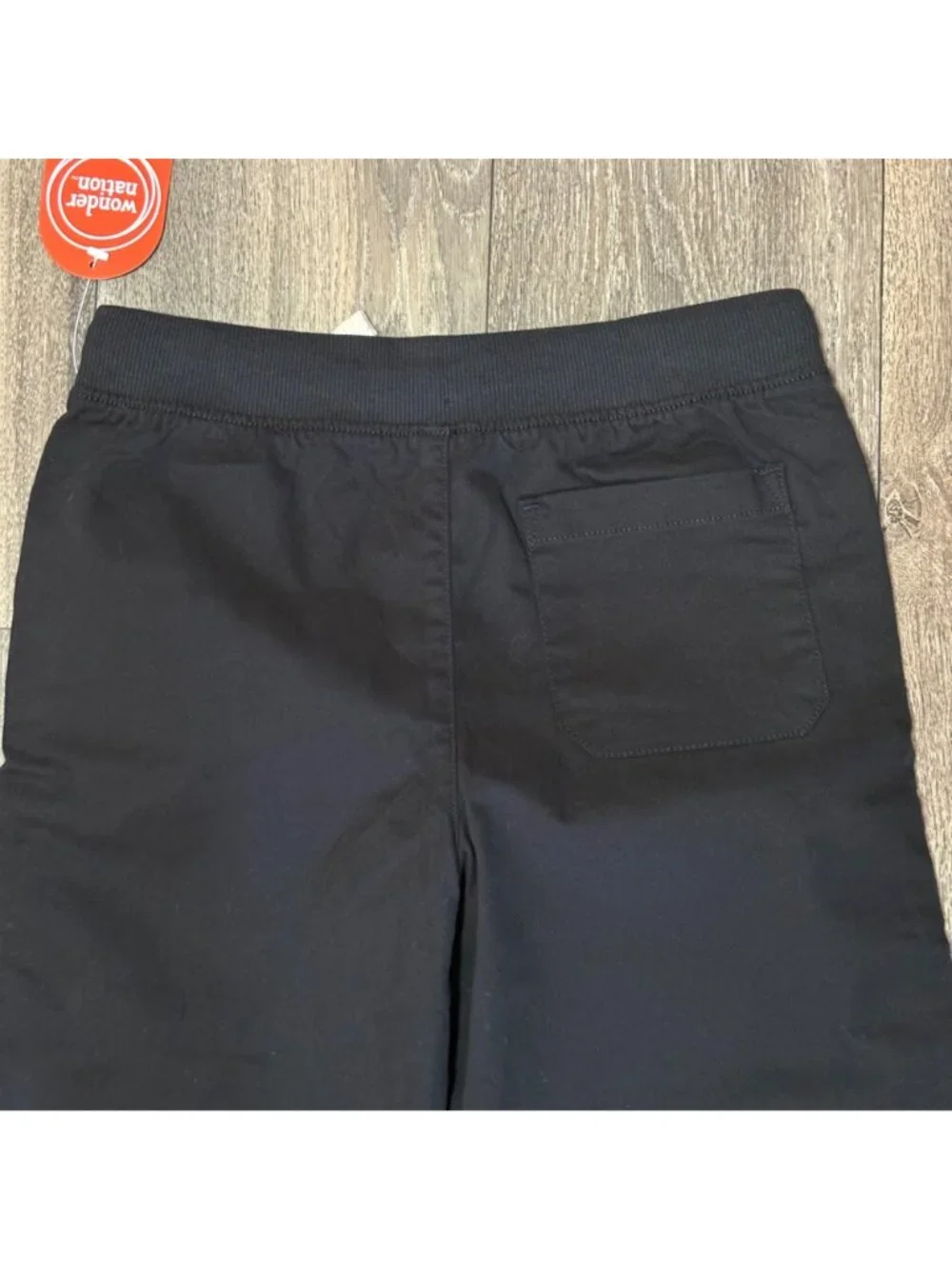 Wonder Nation Boys Black Woven Pants Drawstring Size 8 Durable Everyday Wear